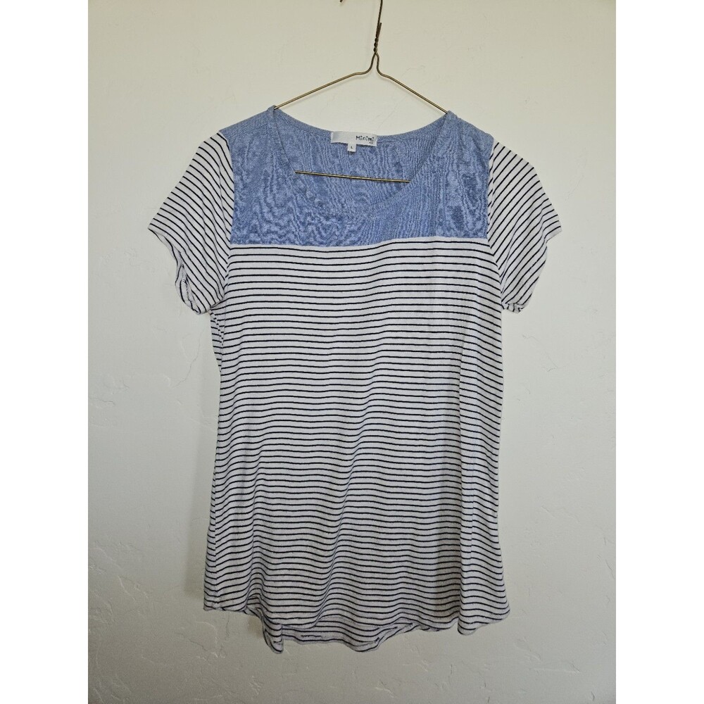 Minimi USA Women's  Striped Short Sleeve Top, Size L